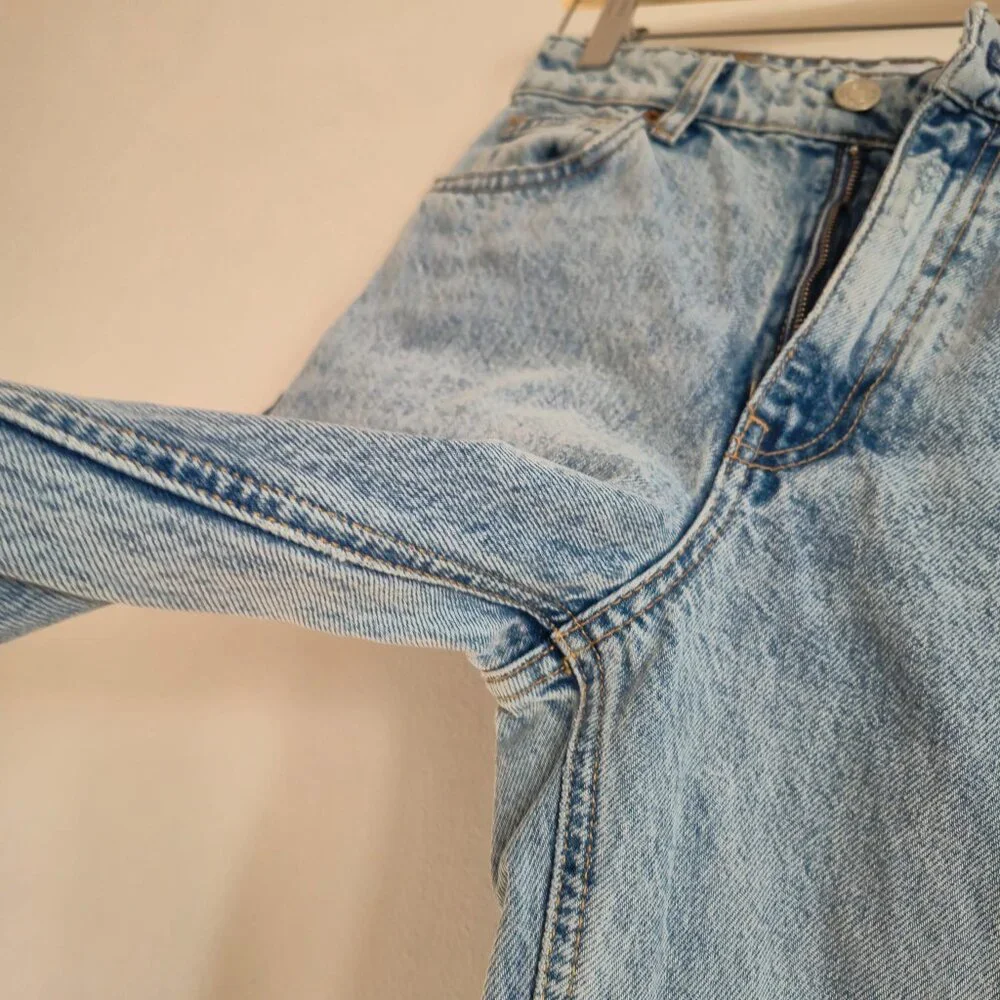 Zara full length High Rise Raw hem Frayed Blue Jeans Size Size 36,  4 US - Picture 6 of 10